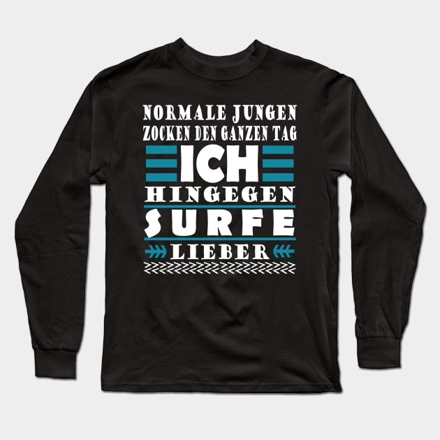 Surfen Jungs Surfbrett Welle Küste Spruch Long Sleeve T-Shirt by FindYourFavouriteDesign